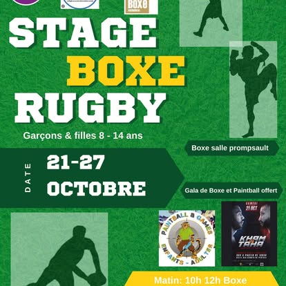 Stage Boxe et Rugby pour garçons et filles de 8 à 14 ans
